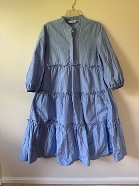 & other stories Voluminous Tiered Puff Sleeve Midi Dress Sz 4